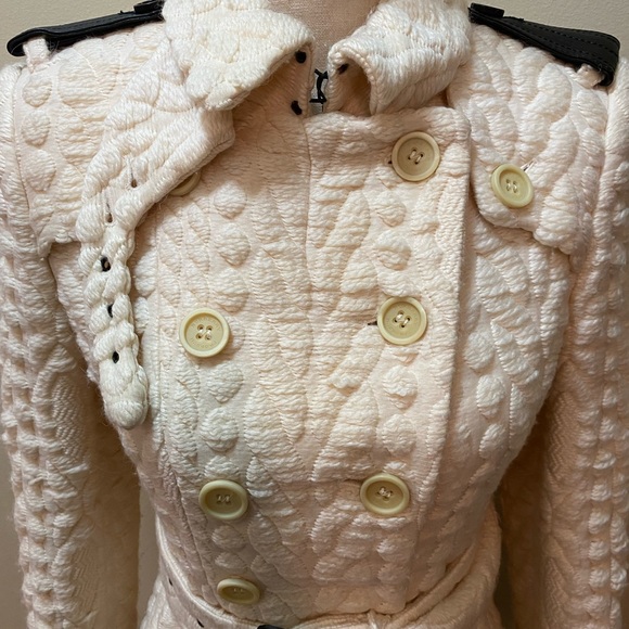 Burberry prorsum runway knit effect white ivory trench coat - Picture 5 of 16